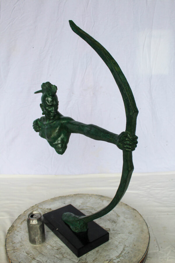 Bronze Statue of Native American Warrior with Bow 22" x 6" x 33"H - Image 13