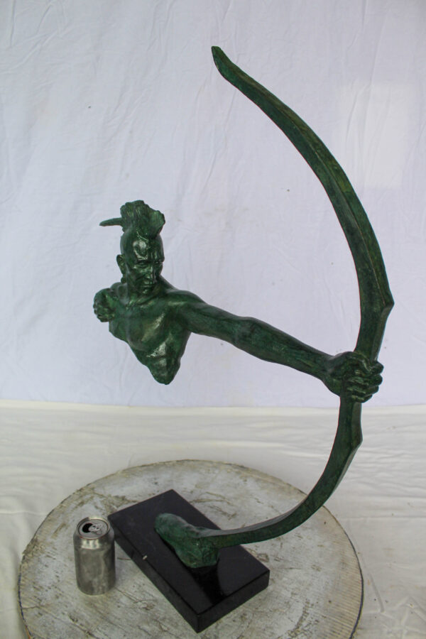 Bronze Statue of Native American Warrior with Bow 22" x 6" x 33"H - Image 3