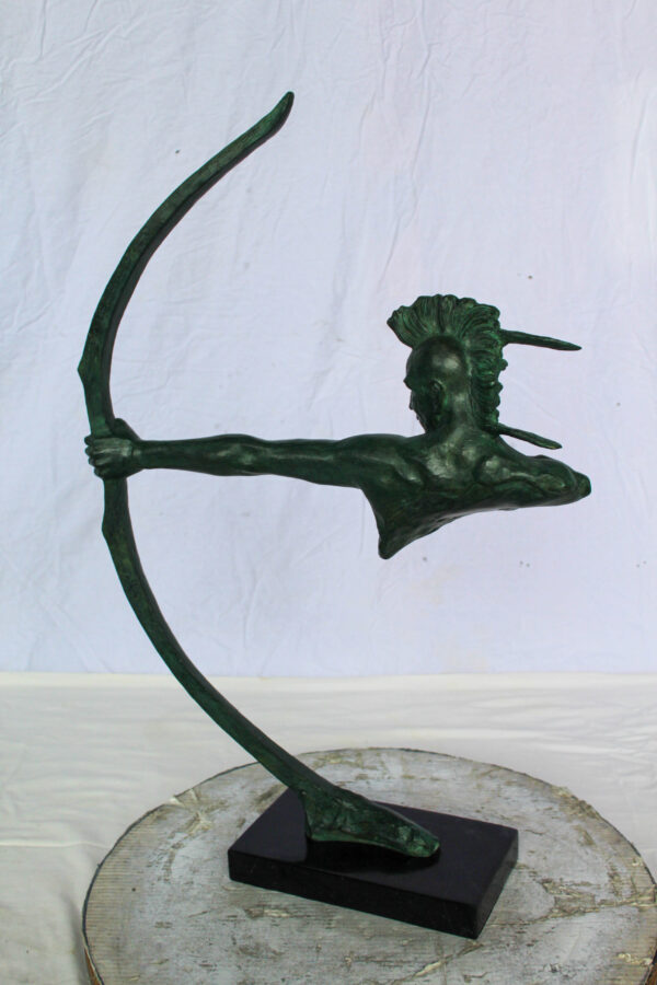 Bronze Statue of Native American Warrior with Bow 22" x 6" x 33"H - Image 6