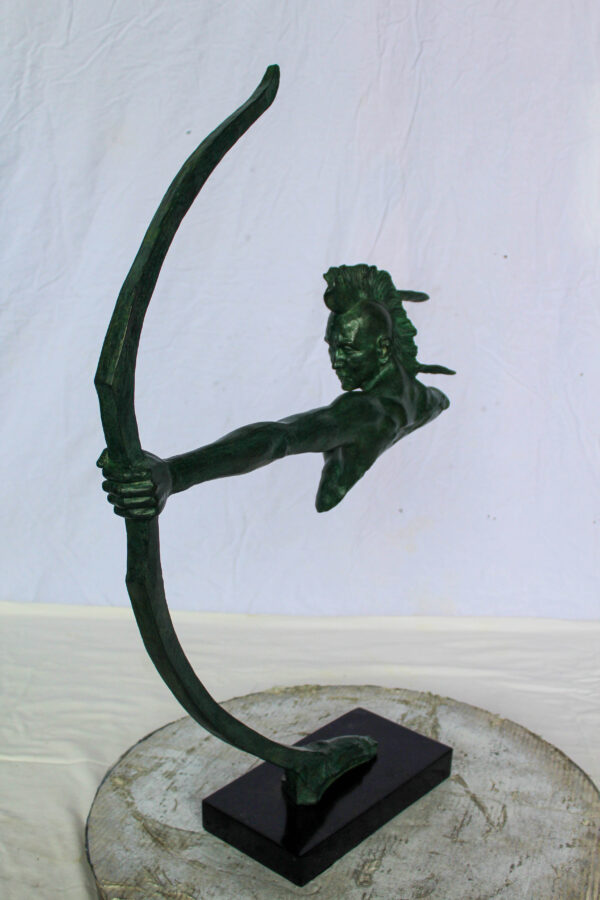 Bronze Statue of Native American Warrior with Bow 22" x 6" x 33"H - Image 8
