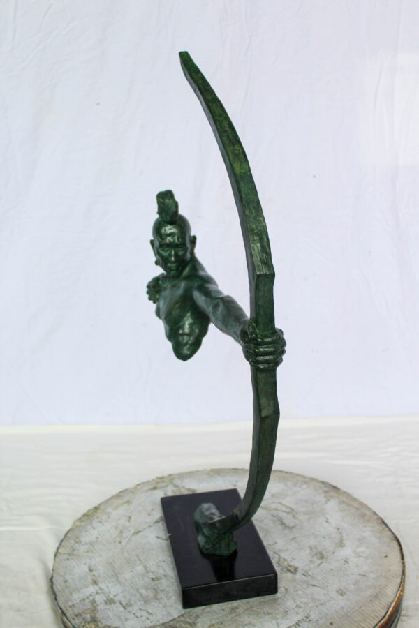 Bronze Statue of Native American Warrior with Bow 22" x 6" x 33"H - Image 9