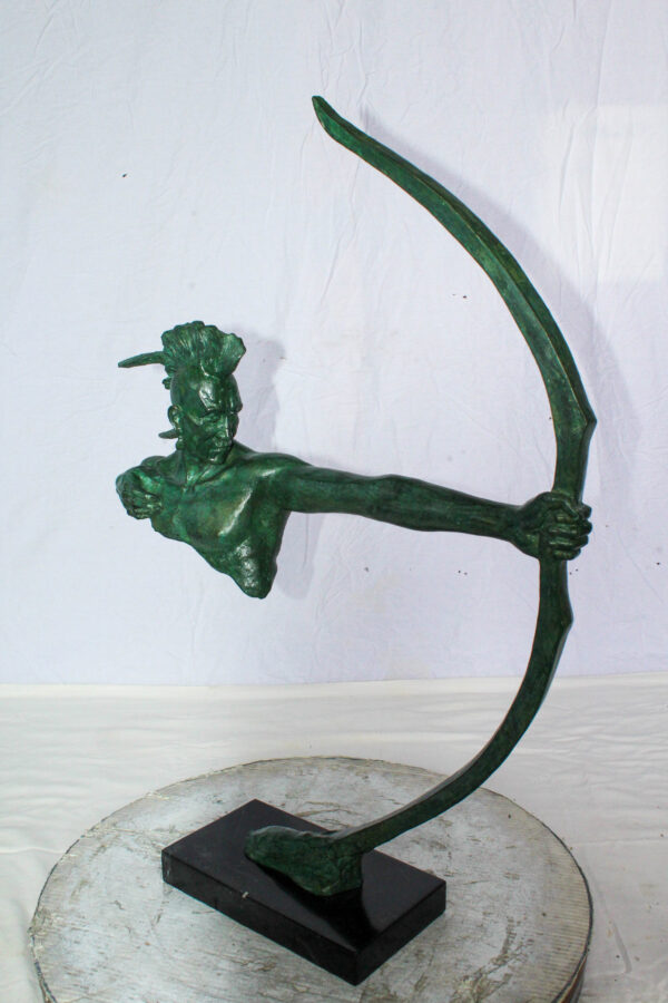 Bronze Statue of Native American Warrior with Bow 22" x 6" x 33"H - Image 10