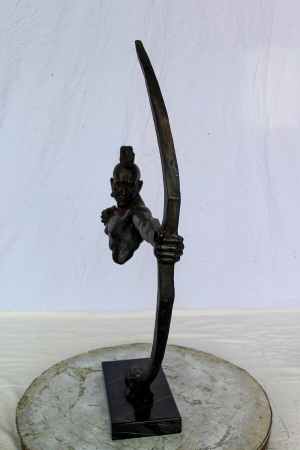 Native American Archer Bronze Statue Dark Brown Patina 22" x 6" x 33"H - Image 2