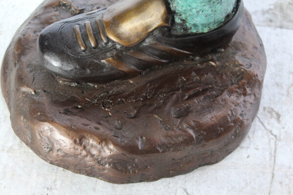 Bronze Statue of Young Baseball Pitcher Mid Throw 21" x 12" x 37"H - Image 3