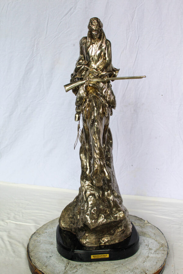 Jumbo Bronze Mountain Man Statue by Remington Silver Finish 24" x 14" x 36"H - Image 2