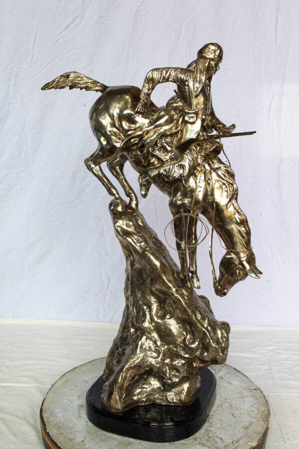 Jumbo Bronze Mountain Man Statue by Remington Silver Finish 24" x 14" x 36"H - Image 3