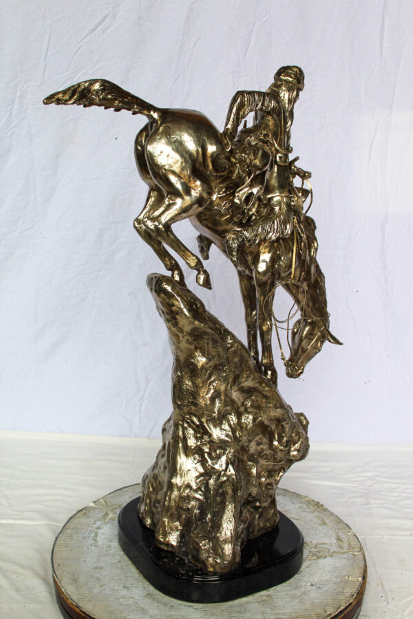 Jumbo Bronze Mountain Man Statue by Remington Silver Finish 24" x 14" x 36"H - Image 4