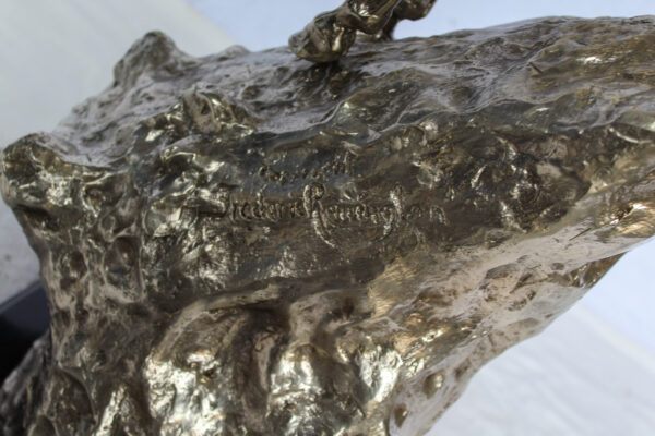 Jumbo Bronze Mountain Man Statue by Remington Silver Finish 24" x 14" x 36"H - Image 8