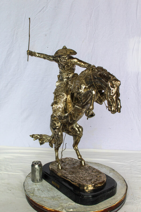 Jumbo Bronze Bronco Buster Statue Silver Finish Replica 26" x 11" x 30"H - Image 13