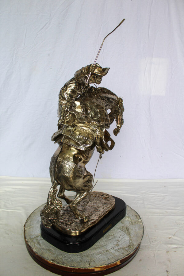 Jumbo Bronze Bronco Buster Statue Silver Finish Replica 26" x 11" x 30"H - Image 4