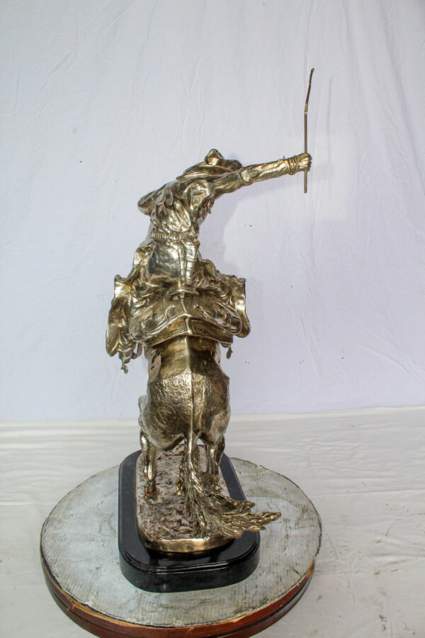Jumbo Bronze Bronco Buster Statue Silver Finish Replica 26" x 11" x 30"H - Image 5