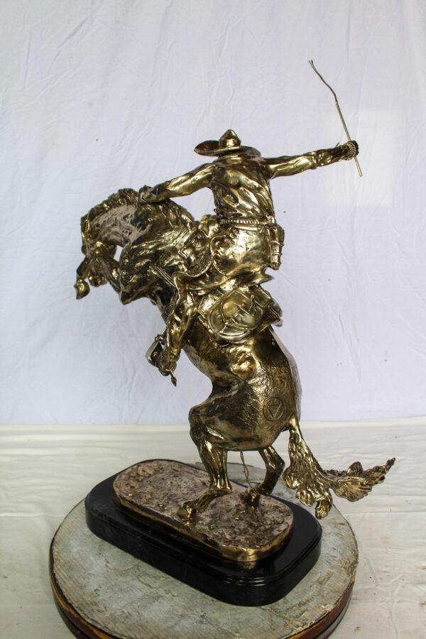 Jumbo Bronze Bronco Buster Statue Silver Finish Replica 26" x 11" x 30"H - Image 6