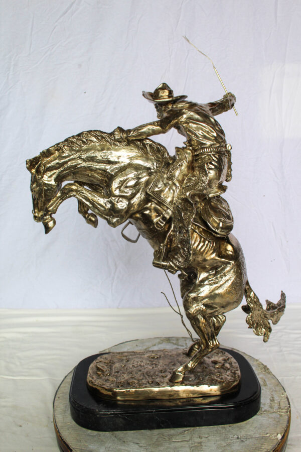 Jumbo Bronze Bronco Buster Statue Silver Finish Replica 26" x 11" x 30"H - Image 7
