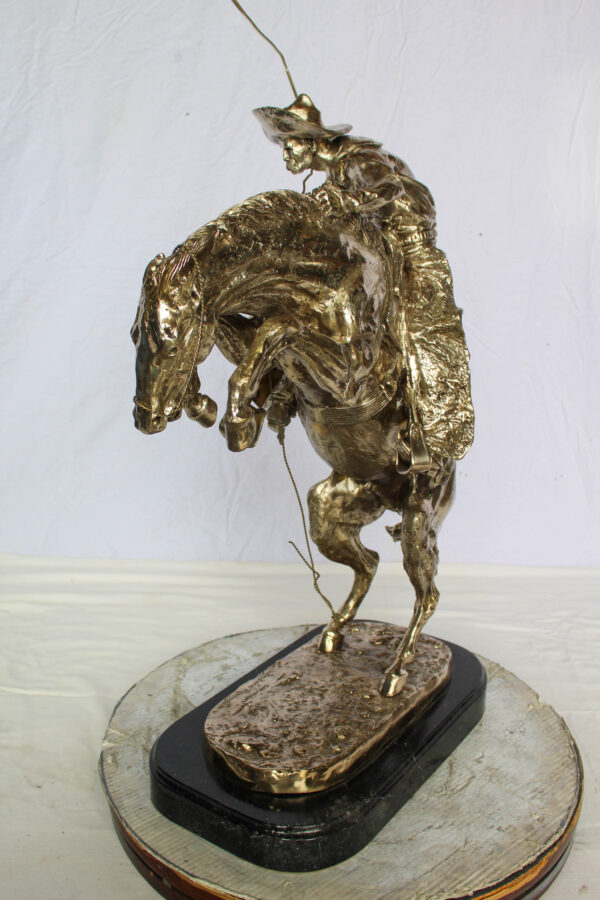 Jumbo Bronze Bronco Buster Statue Silver Finish Replica 26" x 11" x 30"H - Image 8