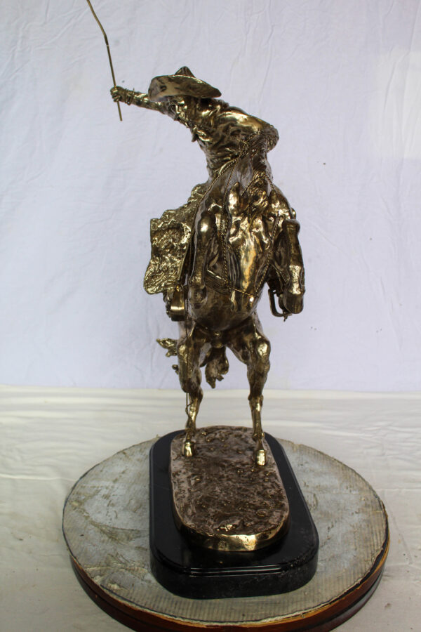 Jumbo Bronze Bronco Buster Statue Silver Finish Replica 26" x 11" x 30"H - Image 9