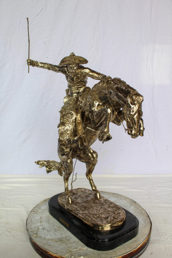 Jumbo Bronze Bronco Buster Statue Silver Finish Replica 26" x 11" x 30"H - Image 10