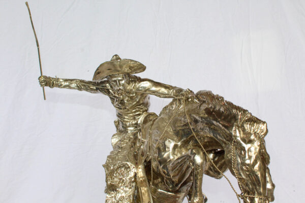 Jumbo Bronze Bronco Buster Statue Silver Finish Replica 26" x 11" x 30"H - Image 11