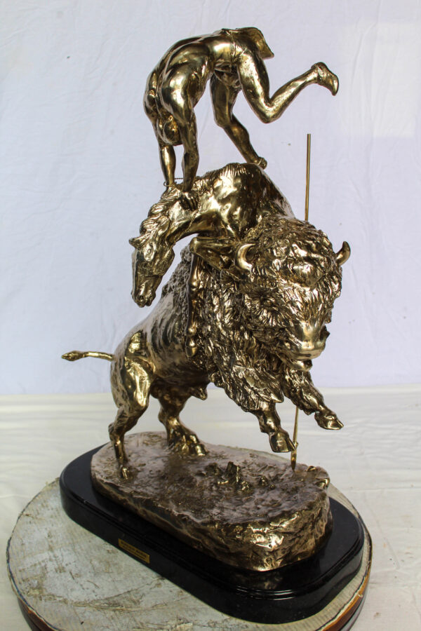 Jumbo Buffalo Horse Bronze Statue Silver Finish Replica 22" x 12" x 32"H - Image 2
