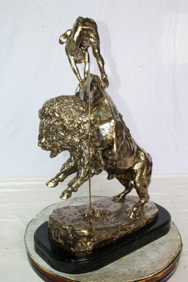 Jumbo Buffalo Horse Bronze Statue Silver Finish Replica 22" x 12" x 32"H - Image 5