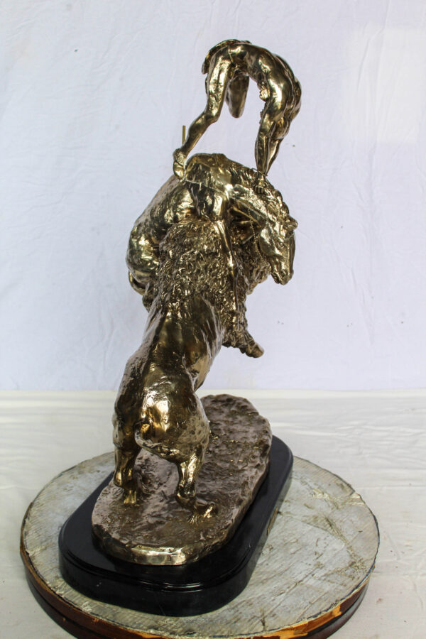 Jumbo Buffalo Horse Bronze Statue Silver Finish Replica 22" x 12" x 32"H - Image 8