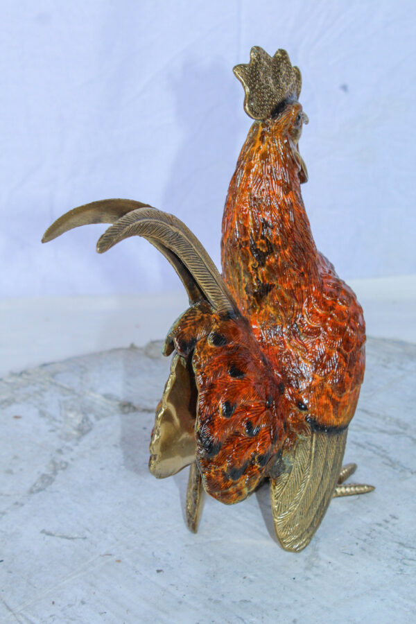 Decorative Bronze Rooster Statue with Red Enamel Finish 9" x 5" x 12"H - Image 9