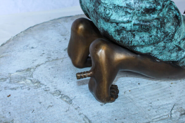 Boy Holding Frog Bronze Fountain Statue Green Patina 12" x 11" x 21"H - Image 10