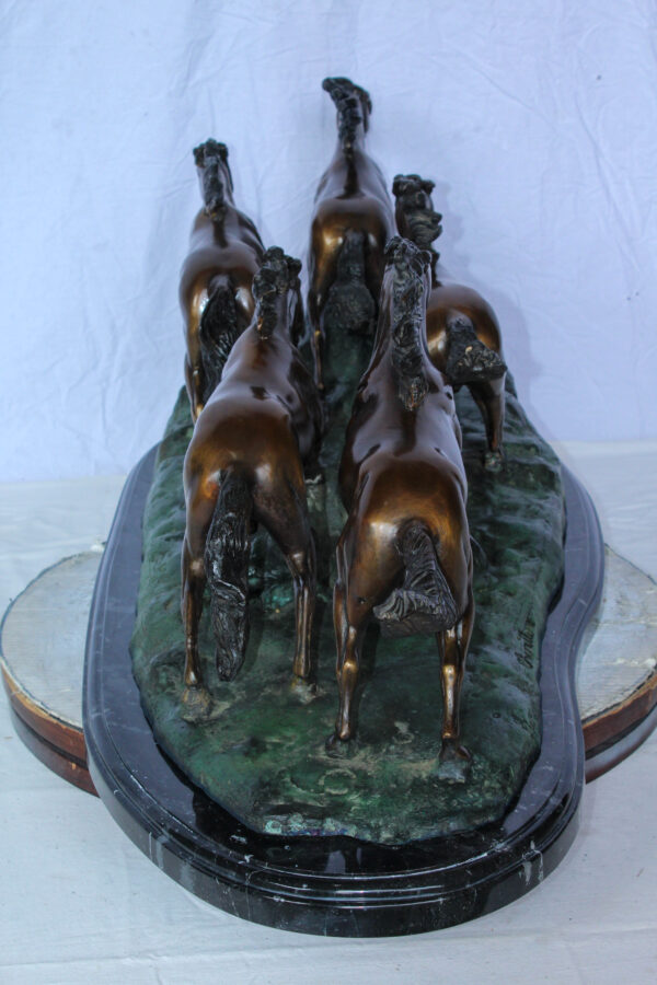 Running Horses Bronze Statue on Marble Base 47" x 20" x 17"H - Image 12