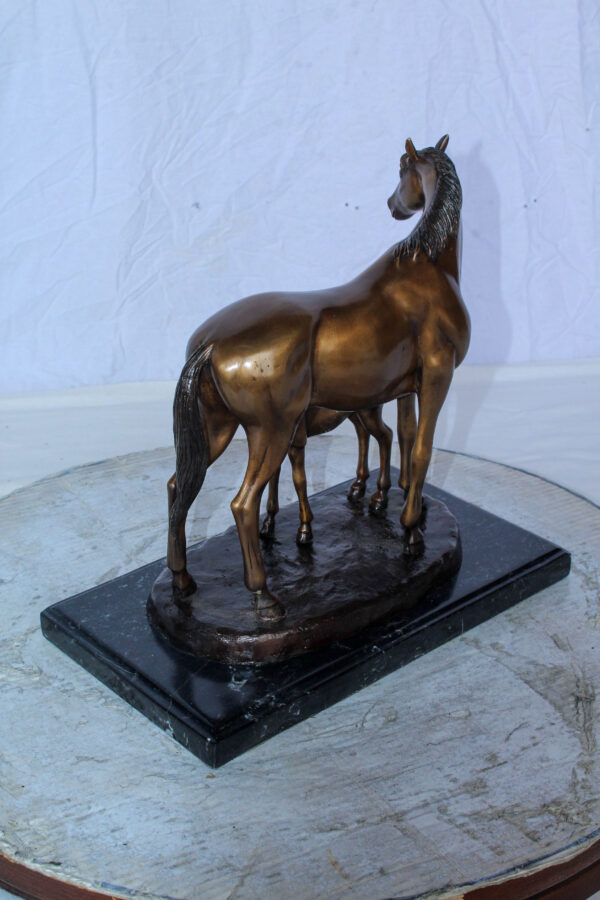 Horse and Foal Bronze Sculpture on Marble Base 14" x 8" x 13"H - Image 6