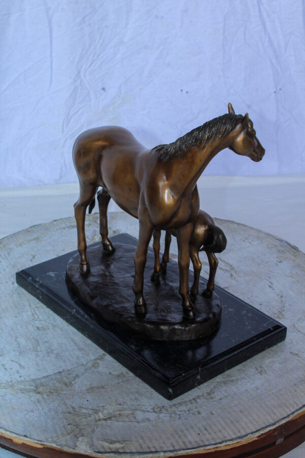Horse and Foal Bronze Sculpture on Marble Base 14" x 8" x 13"H - Image 8