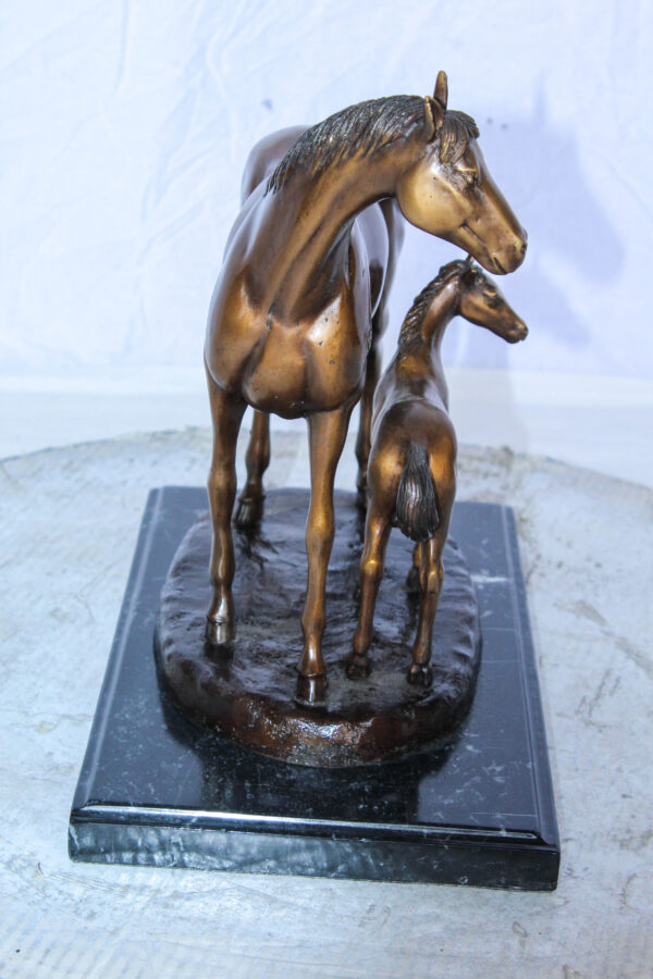 Horse and Foal Bronze Sculpture on Marble Base 14" x 8" x 13"H - Image 9