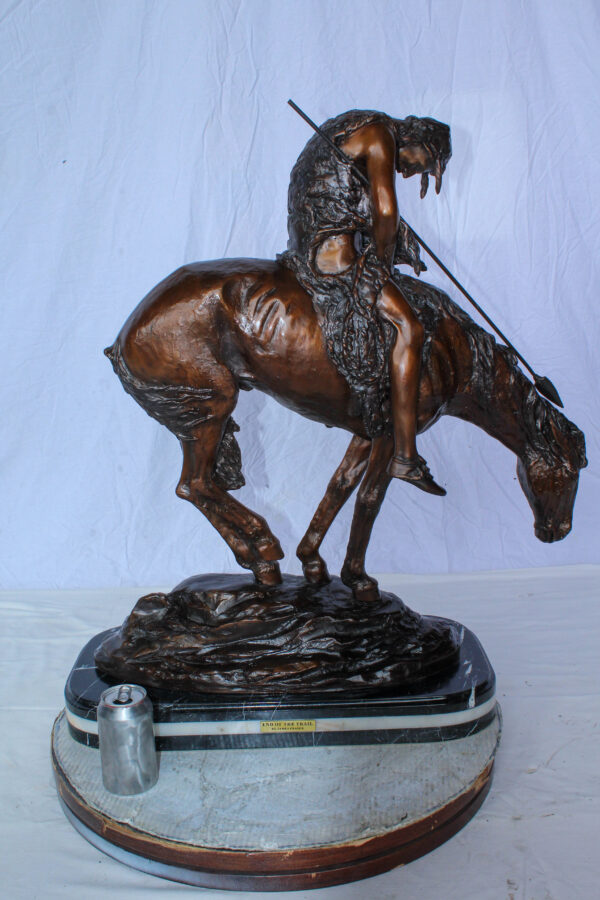 End of the Trail Native American Bronze Sculpture Replica 29" x 11" x 32"H - Image 3
