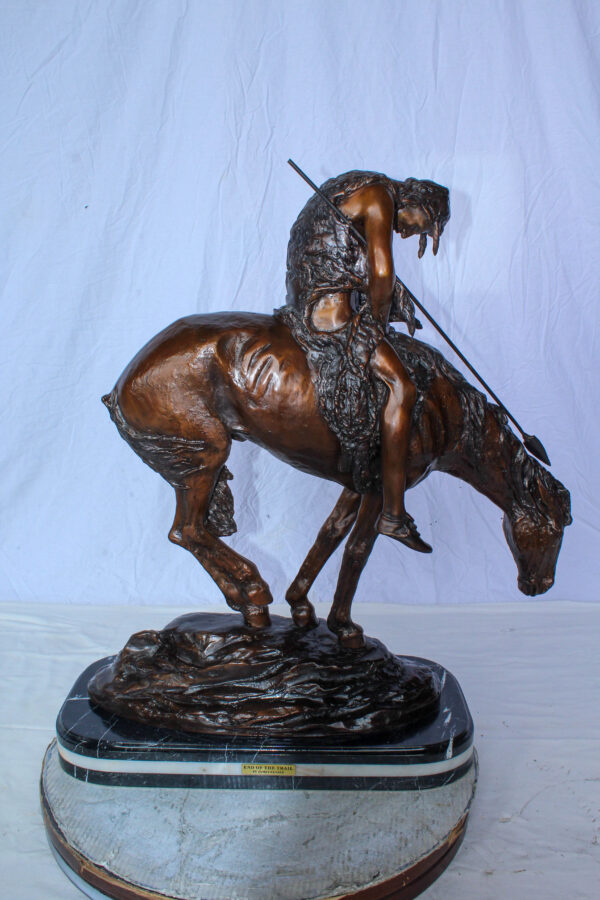 End of the Trail Native American Bronze Sculpture Replica 29" x 11" x 32"H - Image 4