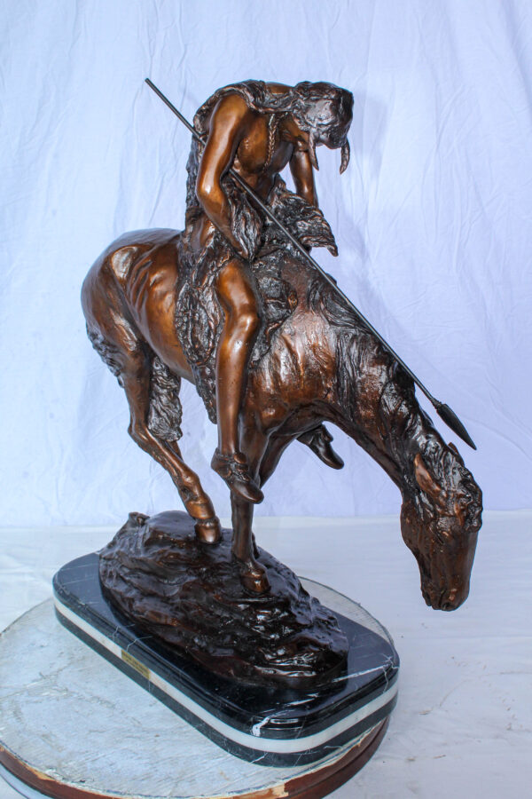 End of the Trail Native American Bronze Sculpture Replica 29" x 11" x 32"H - Image 5