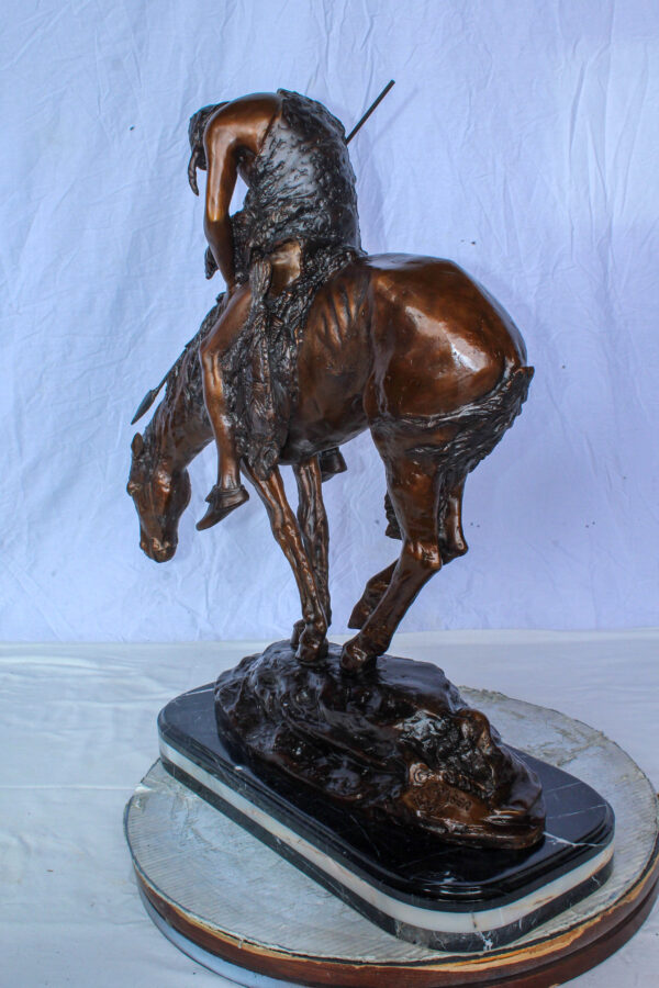 End of the Trail Native American Bronze Sculpture Replica 29" x 11" x 32"H - Image 9