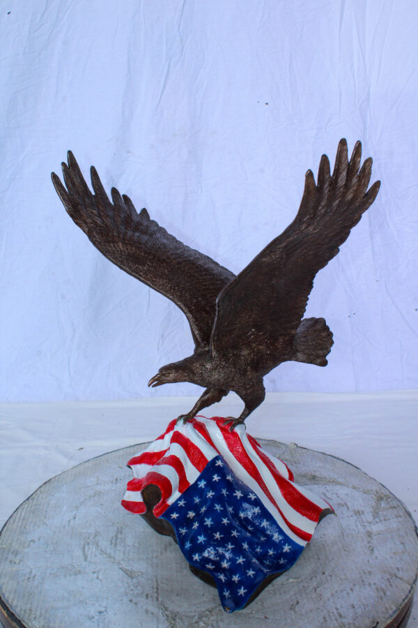 Bronze Bald Eagle Statue on American Flag Base 21" x 14" x 22"H - Image 7