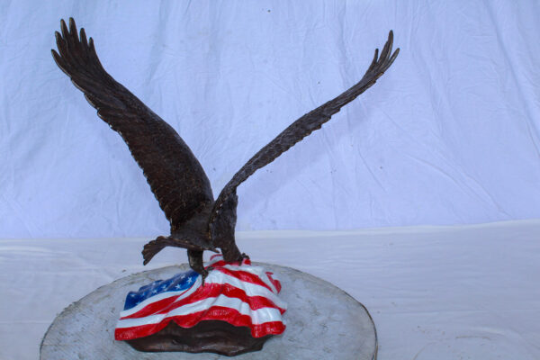 Bronze Bald Eagle Statue on American Flag Base 21" x 14" x 22"H - Image 10