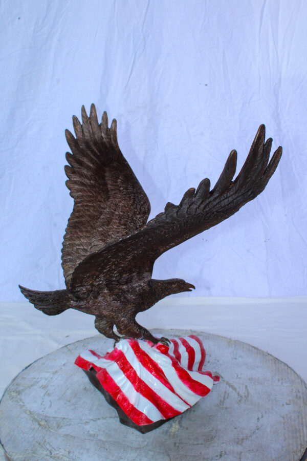 Bronze Bald Eagle Statue on American Flag Base 21" x 14" x 22"H - Image 11