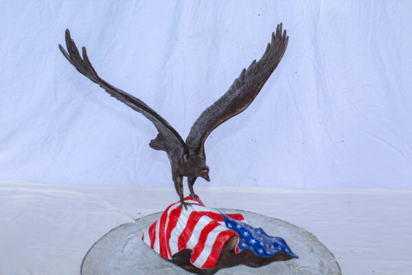 Bronze Bald Eagle Statue on American Flag Base 21" x 14" x 22"H - Image 13