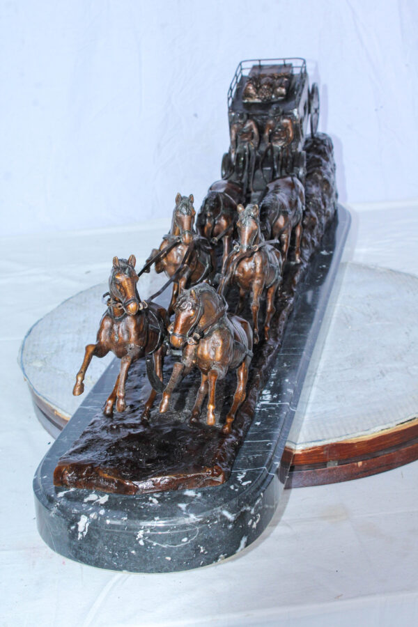 Stagecoach Bronze Replica Sculpture of M. Russell 40" x 9" x 13"H - Image 7