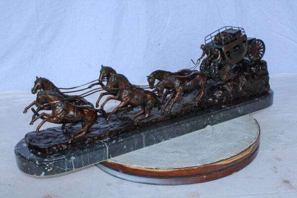 Stagecoach Bronze Replica Sculpture of M. Russell 40" x 9" x 13"H - Image 8