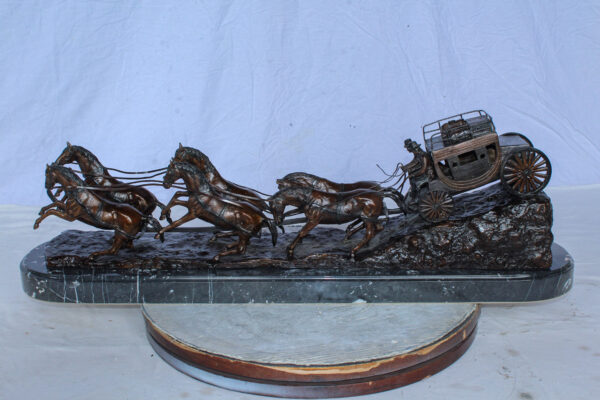 Stagecoach Bronze Replica Sculpture of M. Russell 40" x 9" x 13"H - Image 9