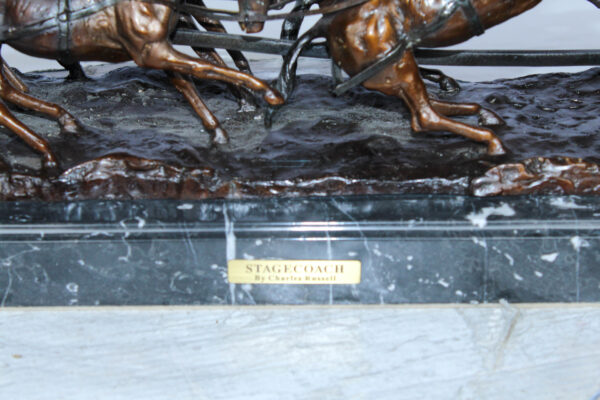 Stagecoach Bronze Replica Sculpture of M. Russell 40" x 9" x 13"H - Image 2