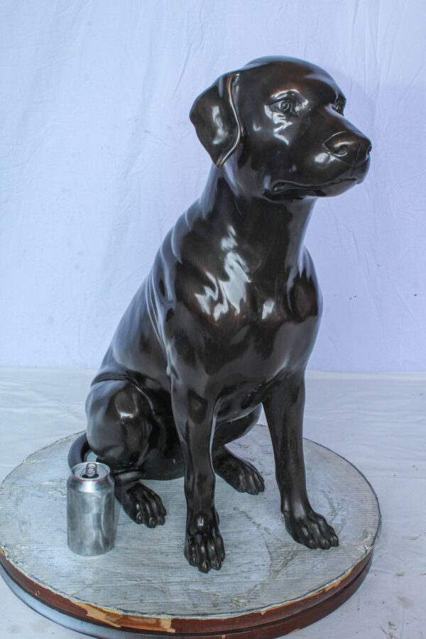 Large Bronze Chocolate Labrador Dog Statue Sitting Pose 22" x 12" x 27"H - Image 11