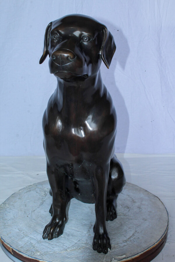 Large Bronze Chocolate Labrador Dog Statue Sitting Pose 22" x 12" x 27"H - Image 2