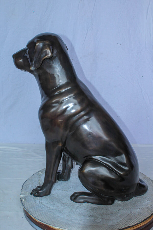 Large Bronze Chocolate Labrador Dog Statue Sitting Pose 22" x 12" x 27"H - Image 4