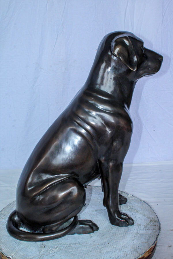 Large Bronze Chocolate Labrador Dog Statue Sitting Pose 22" x 12" x 27"H - Image 7