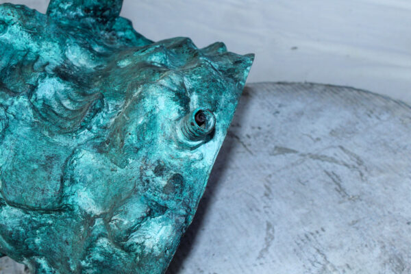 Nude Art Bronze Mermaid Fountain with Fish and Patina Finish 23" x 14" x 39"H - Image 2