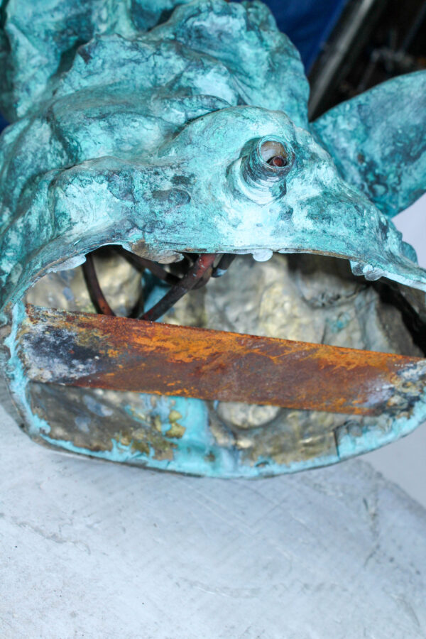 Nude Art Bronze Mermaid Fountain with Fish and Patina Finish 23" x 14" x 39"H - Image 3