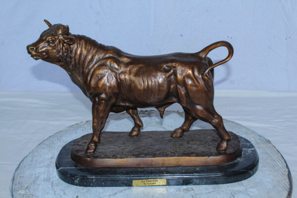 Bronze Bull Statue Le Taureau by Arnadia on Marble Base 19" x 8" x 13"H - Image 13