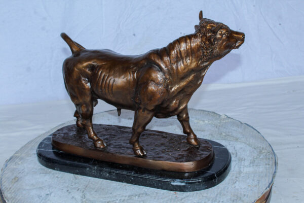 Bronze Bull Statue Le Taureau by Arnadia on Marble Base 19" x 8" x 13"H - Image 6